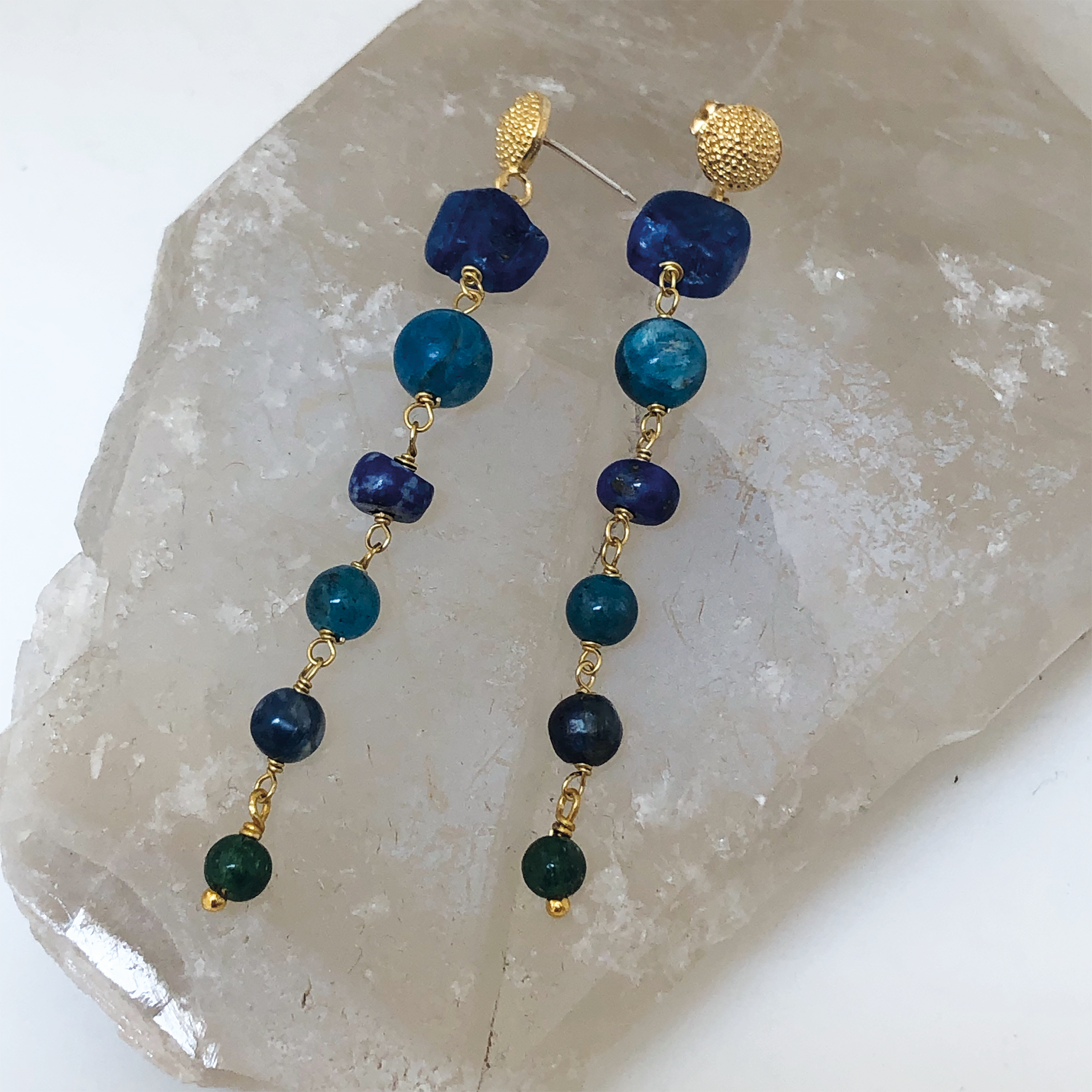 Talia Studs Kyanite, Lapis & Apatite