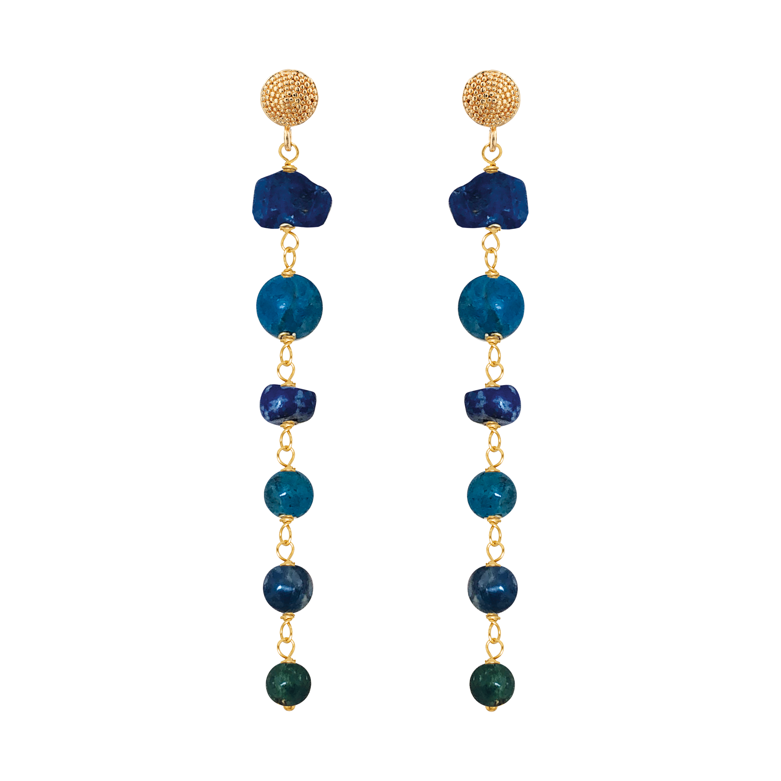 Talia Studs Kyanite, Lapis & Apatite