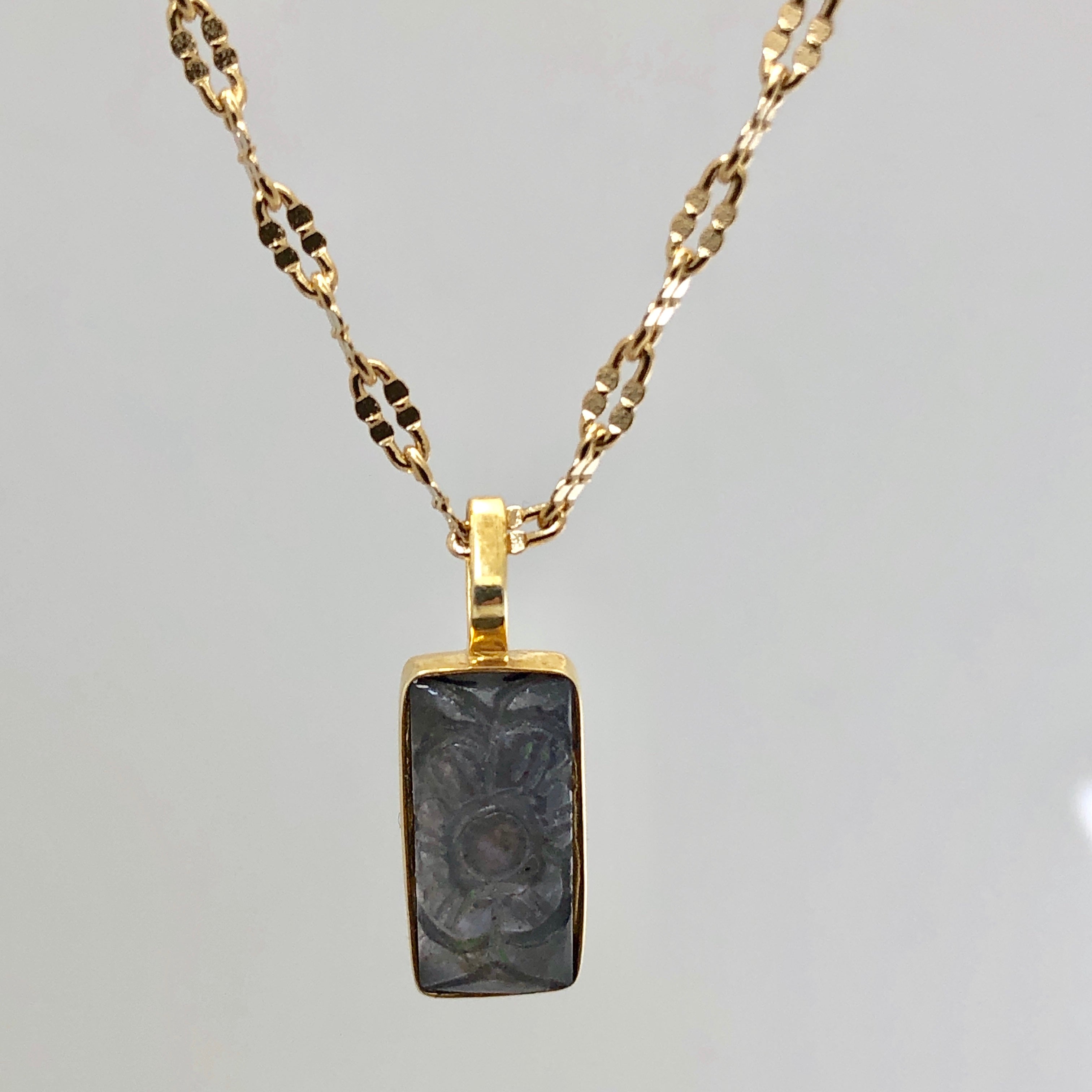 Carved Iolite Pendant - Mirabelle Jewellery