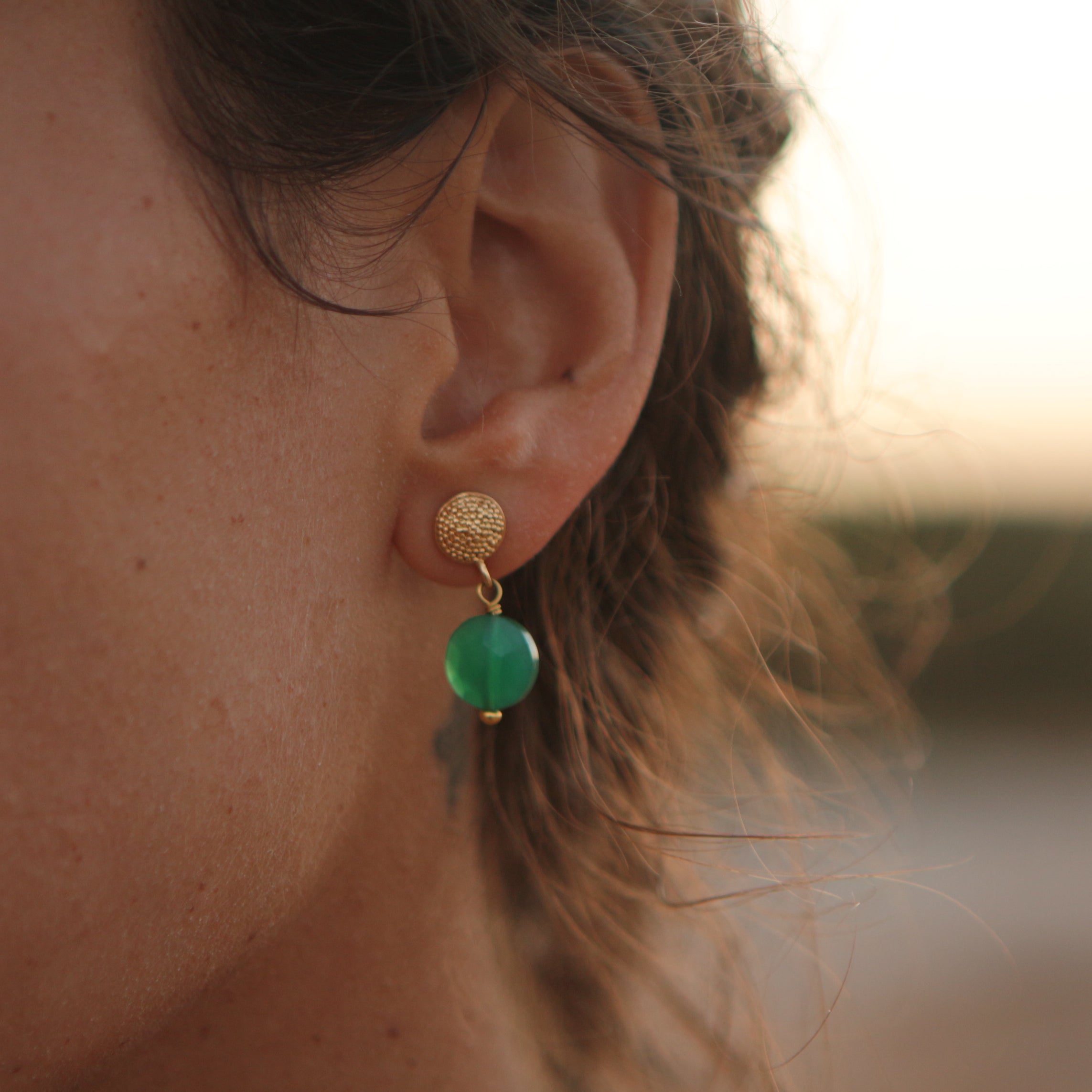 Talia Studs Green Onyx - Mirabelle Jewellery