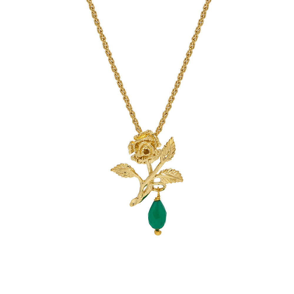 Rose Pendant with Green Onyx - Mirabelle Jewellery