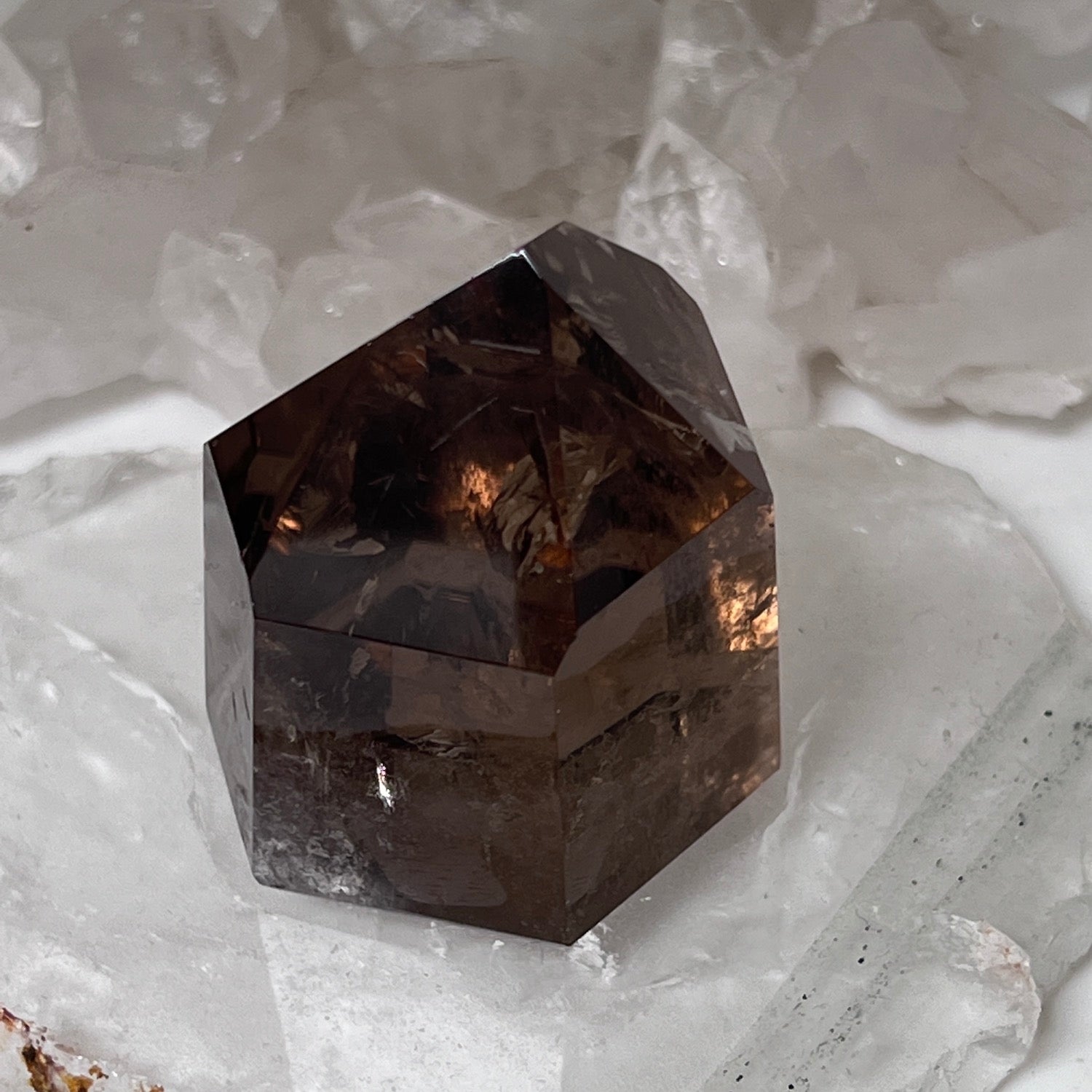 Unique  short chunky Smokey  quartz point from Brazil
