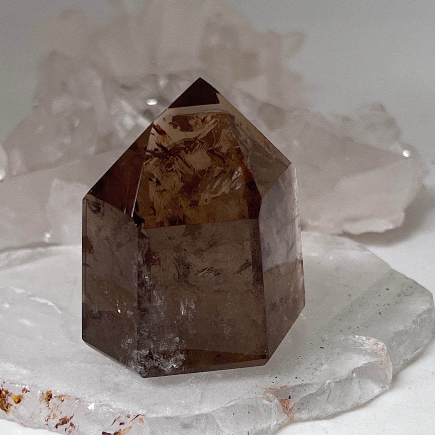 Unique  short chunky Smokey  quartz point from Brazil