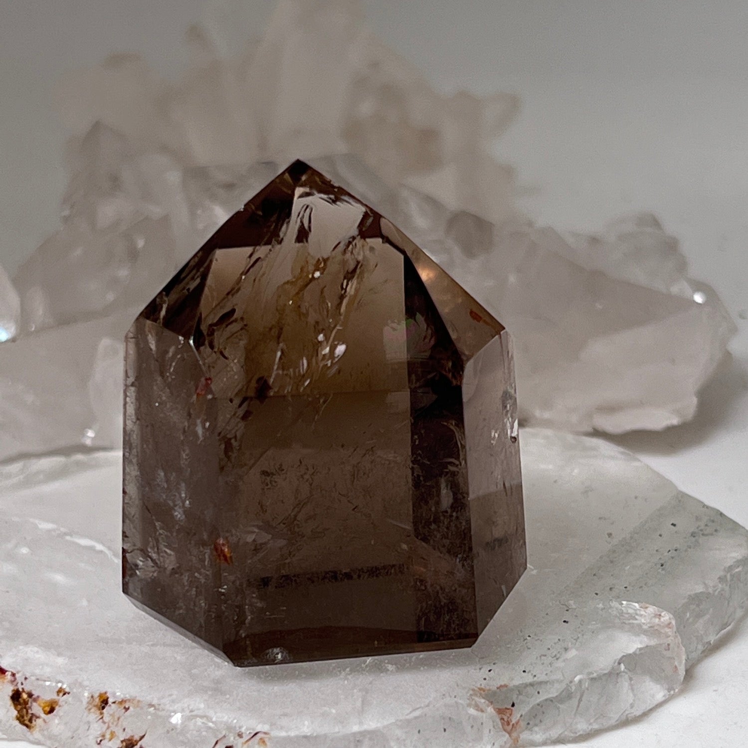Unique  short chunky Smokey  quartz point from Brazil