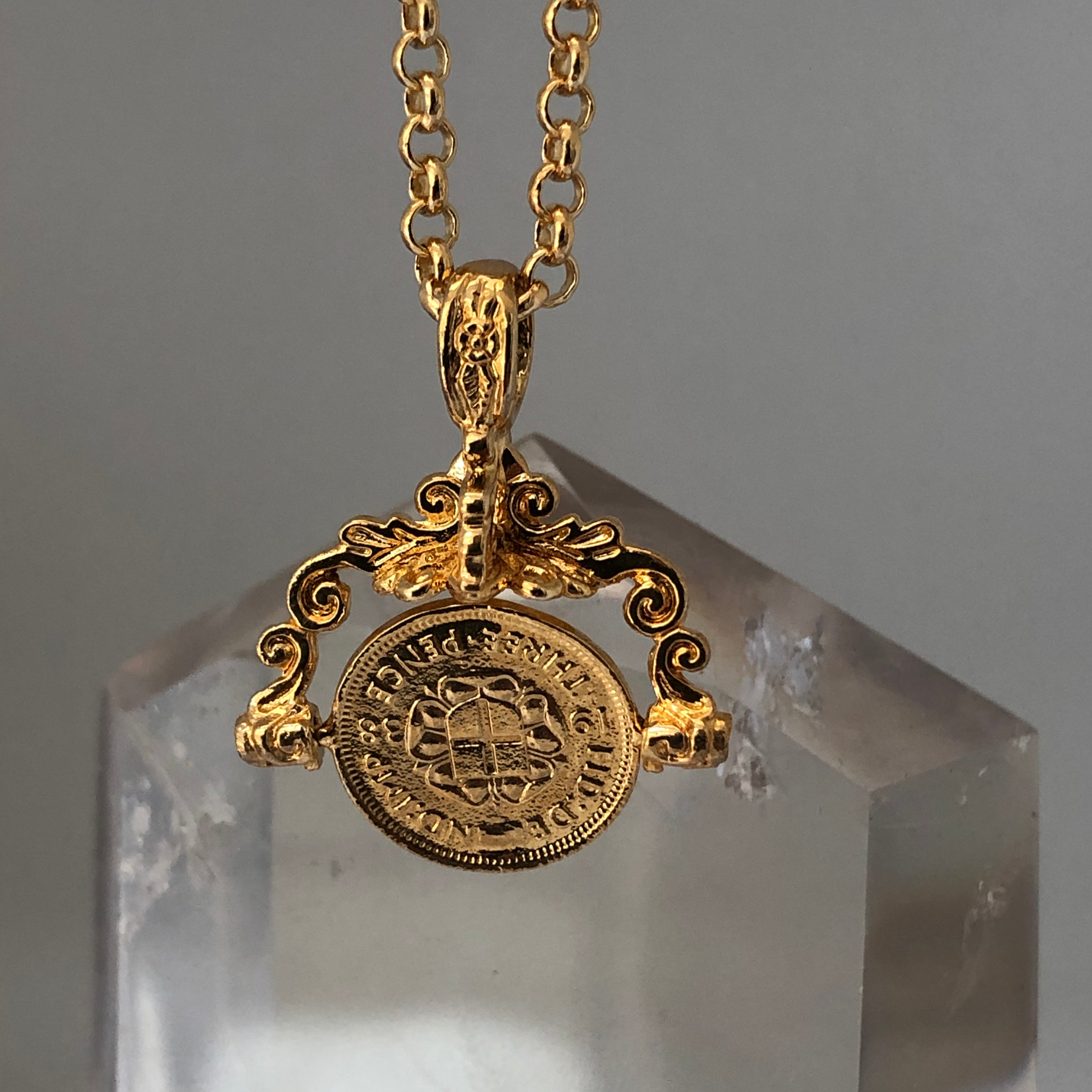 Victorian Spinner Coin Charm Pendant